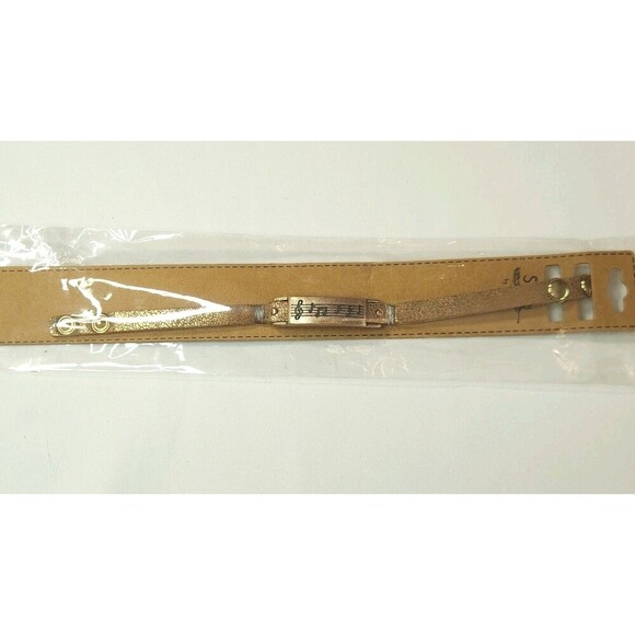 Musical Note Leather Snap Bracelet Unisex Adjustable Music Lover Gift - Picture 1 of 5